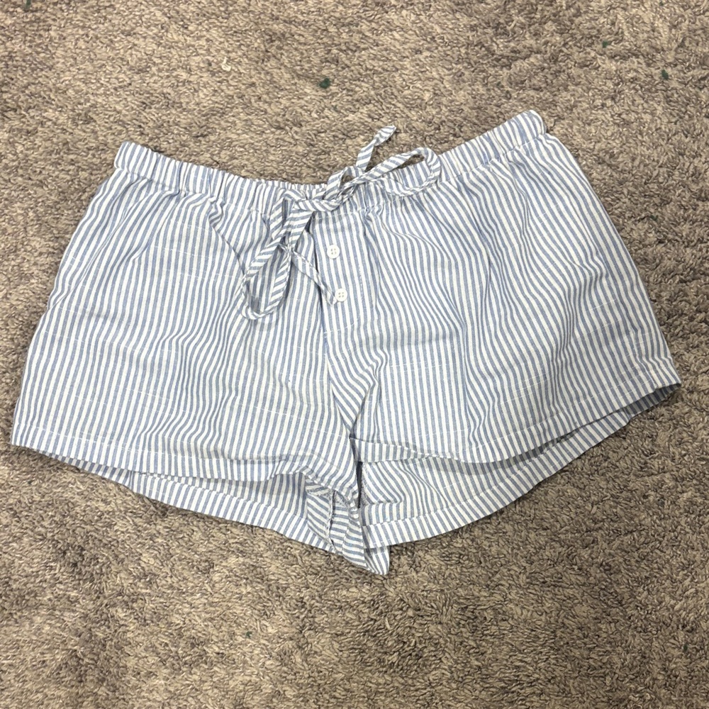 SHEIN Blue and White Striped Women Shorts